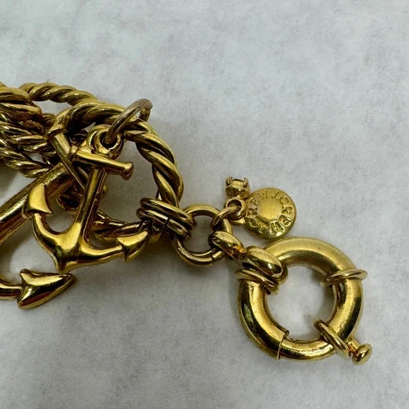 J CREW Gold Rope Link Bracelet with Anchor Charms - Picture 6 of 7